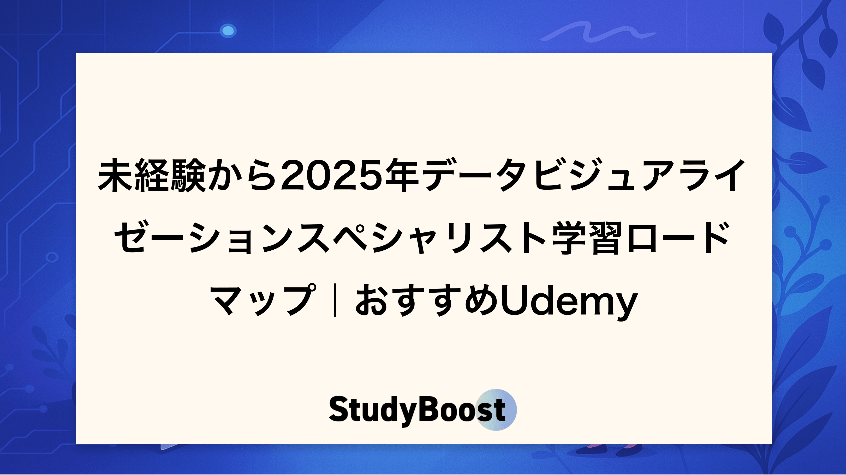 未経験から2025年データビジュアライゼーションスペシャリスト学習ロードマップ｜おすすめUdemy